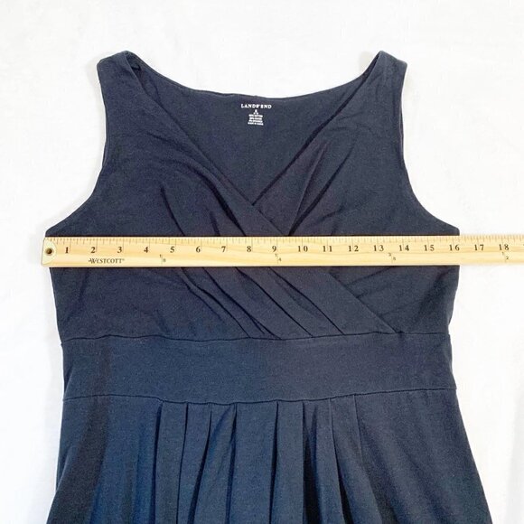 Lands' End black sleeveless cross front empire waist stretch knee length dress - Picture 7 of 8